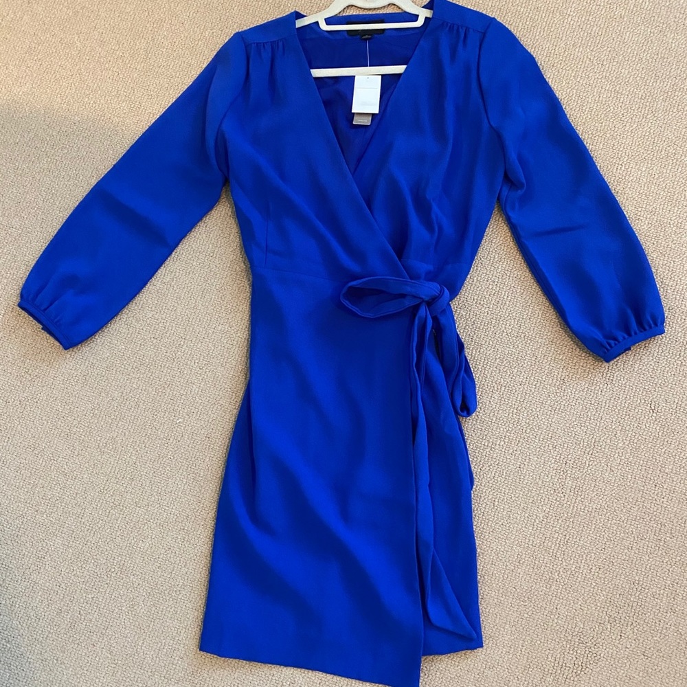 Nwt jcrew crepe wrap dress size 4, cobalt blue
